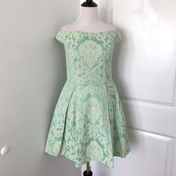 Topshop Baroque Off the Shoulder Dress